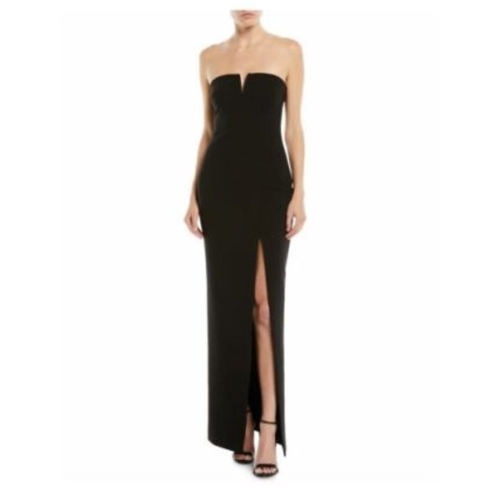 NWT LIKELY Windsor Strapless Gown W/ High Slit In Black (Size 6)